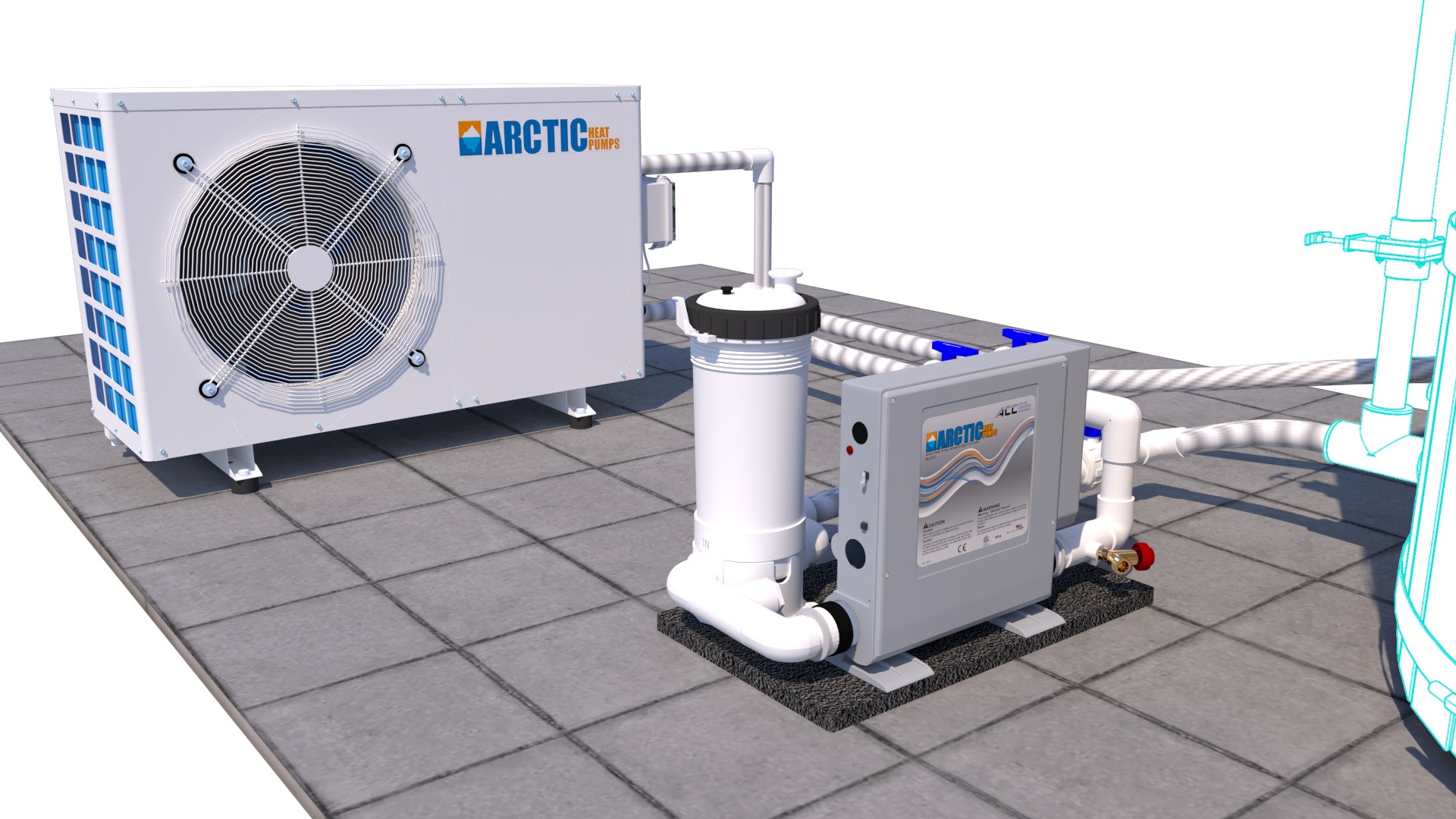 Arctic Heat Pumps Heat/Cool Hybrid Spa System Circulation with 015ZA/B Arctic Heat Pump
